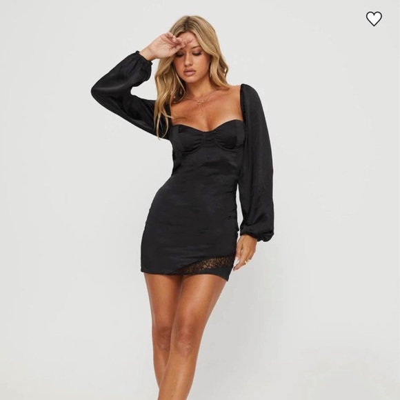 NWT Princess Polly Black Longsleeve Backless Dress - Picture 4 of 7
